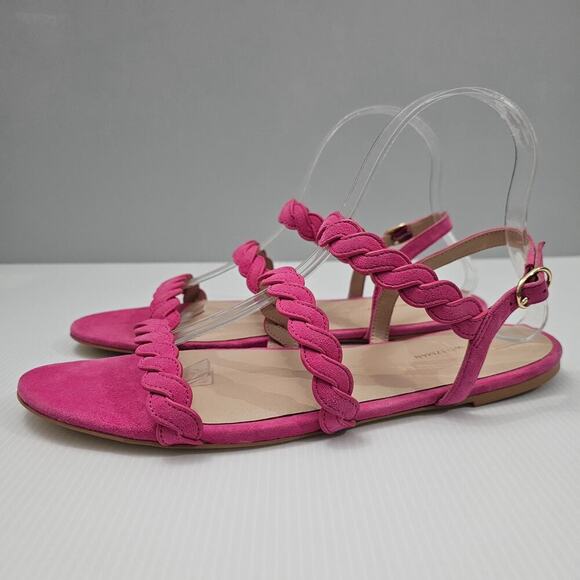 NEW Stuart Weitzman Twistie Sandal Flat Braided Strappy Pink Suede  Size 10 - Picture 1 of 12
